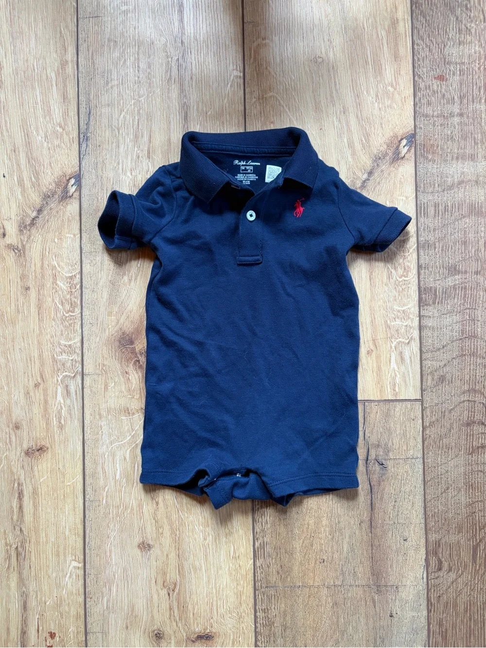 Ralph Lauren Navy Polo Baby Soft Cotton Shortall